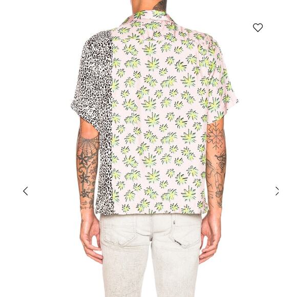 Amiri Shirt Mens XL Split Palm Leopard Silk Camp Button Up Tropical Edgy Luxury - Picture 4 of 14